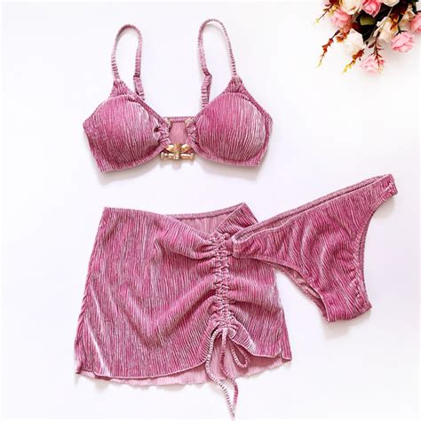 Bikini 3 mảnh tăm nhung Tuvada đồ bơi nữ sexy áo tắm đi biển gợi cảm cao cấp BTH04 Shopee
