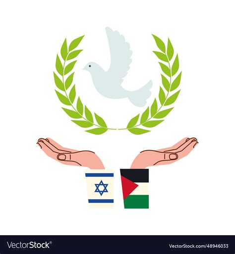 Israel And Palestine Flags With Hands Protecting Vector Image