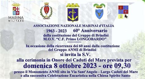 Domenica A Brindisi Cerimonia In Onore Dei Caduti In Mare