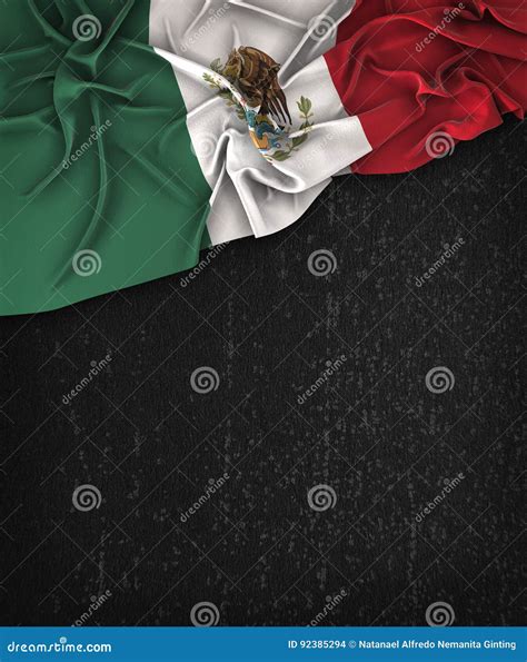 Mexico Flag Vintage On A Grunge Black Chalkboard With Space For Stock