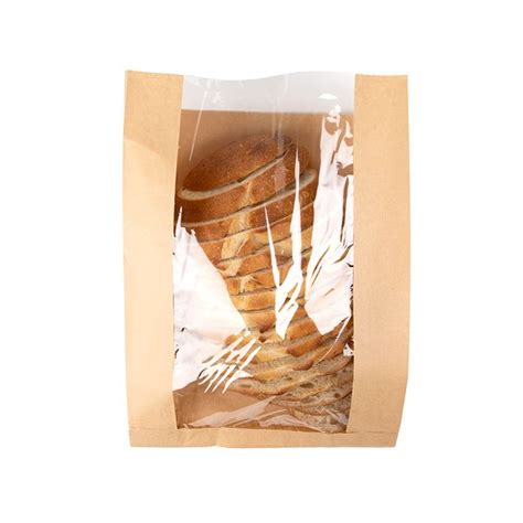 Kraft Paper Bread Bags With Window 10 1 4 X 4 X 14 100 Pack