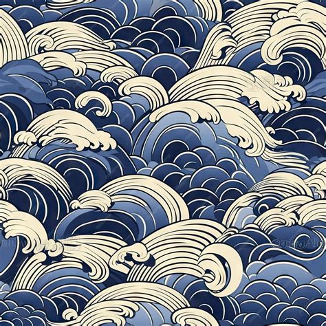Premium Ai Image Japanese Wave Pattern Illustrationtraditional