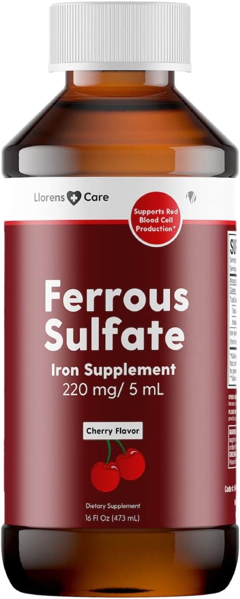 Ferrous Sulfate Liquid Iron Supplement For Adults By