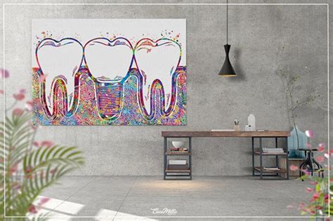 Dental Implant Art Watercolor Print Tooth Anatomical Dental Etsy