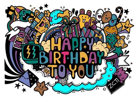 Doodle Birthday Party Background Cute Style 17613941 Vector Art At