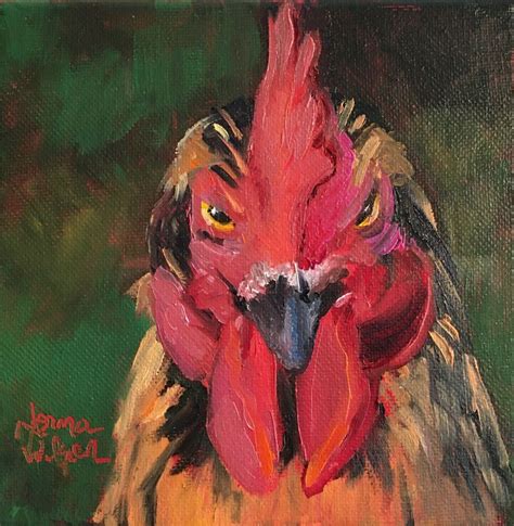 Norma Wilson Original Oil Rooster Bird Cockeral Impressionism Painting