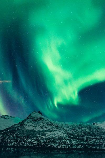 Aurore boréale au dessus des îles Lofoten en Norvège par l artiste