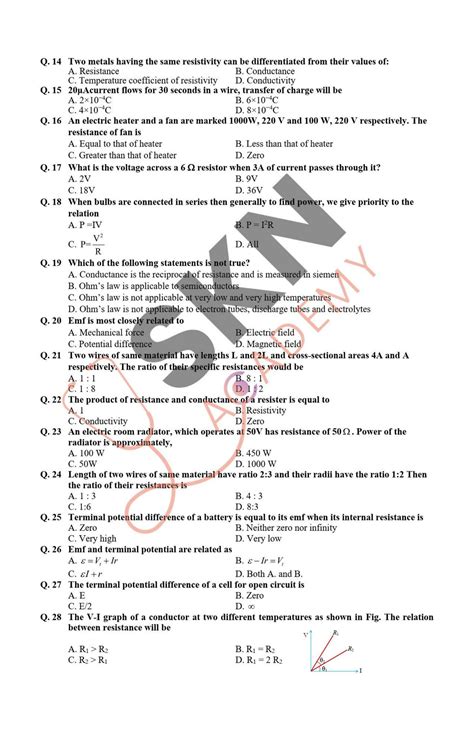 Solution Current Electricty Mcqs Worksheet By Skn Helps In