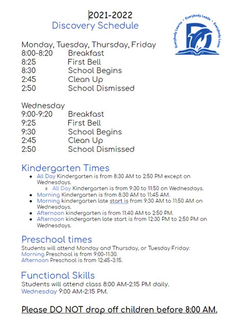 Schedules Discovery Elementary