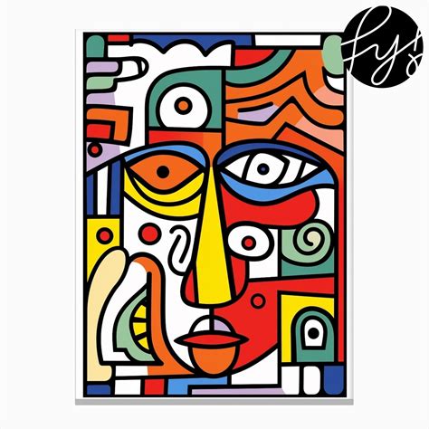 Block Colour Geometric Face Line Drawing 1 Canvas Print | Face line ...