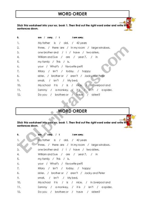 Word Order Esl Worksheet By Daniiik