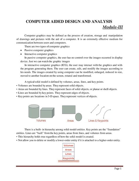 CAD Module 3 Lecture Notes Computer Aided Design And Analysis