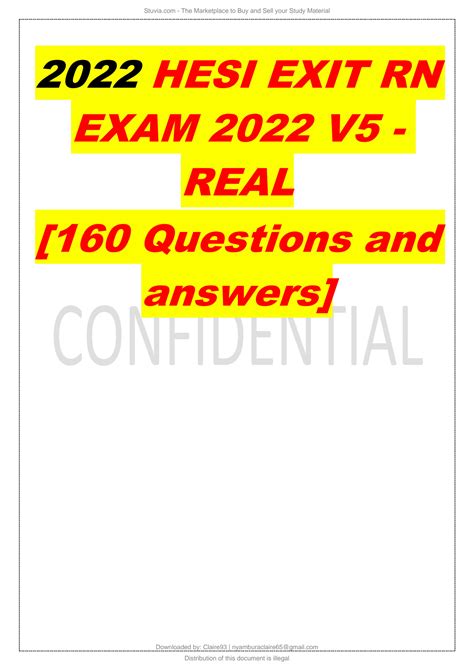 SOLUTION Stuvia 1942500 2022 Hesi Exit Rn Exam 2022 V5 Real 160