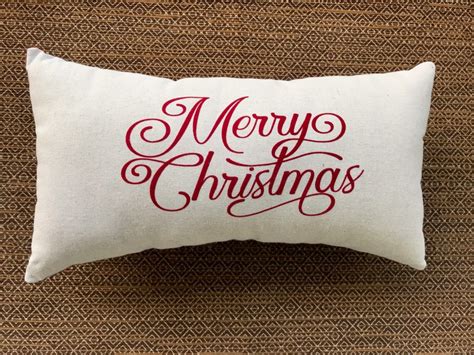 Merry Christmas Lumbar Pillow Christmas Pillow Farmhouse Etsy