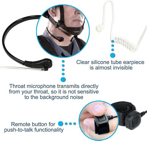 2 Pack Acoustic Tube Earpiece Ptt Throat Mic Headset For Baofeng Bf 888 Bf 999 Ebay