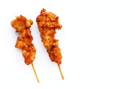 Premium Photo Fried Crispy Chicken Skewers Thai Style Street Food