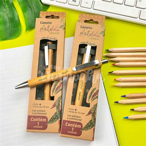 Caneta Premium Leoarte Plantaholic Bambu Mm Preta Artes Da