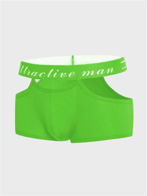 Men Contrast Letter Tape Boxer Brief Shein Usa