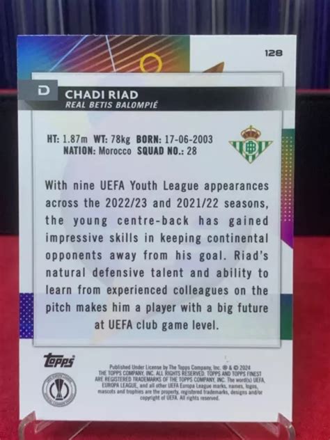 2023 24 TOPPS FINEST Uefa Club Comp Chadi Riad Rose Gold Refractor 01