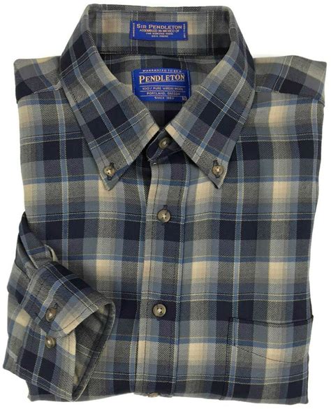 SIR Pendleton Wool Shirt Large Mens Long Sleeve Plaid Check Virgin