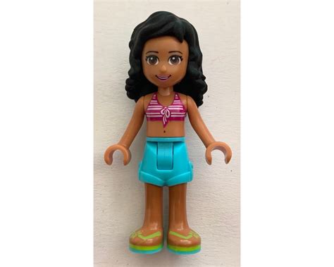 LEGO Set Fig 001542 Kate Magenta White Bikini Medium Azure Skirt Rebrickable Build With LEGO