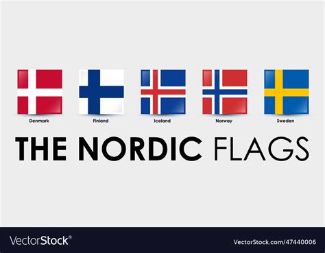 Nordic countries flag set of square flags Vector Image