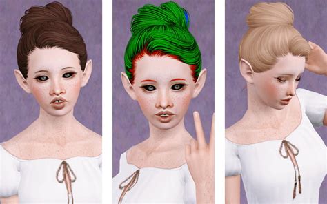 Sicked Back Topknot Hairstyle Skysims 144 Retextured By Beaverhausen