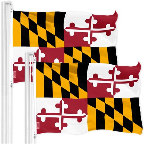 G128 2 Pack: Maryland MD State Flag | 3x5 Ft | Printed 150D Polyester