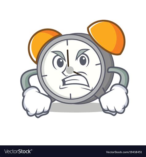 Angry Alarm Clock Mascot Cartoon Royalty Free Vector Image