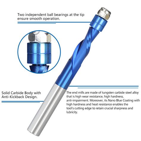 Flush Trim Solid Carbide Spiral Router Bit Down Cut Up Cut Flush Trim