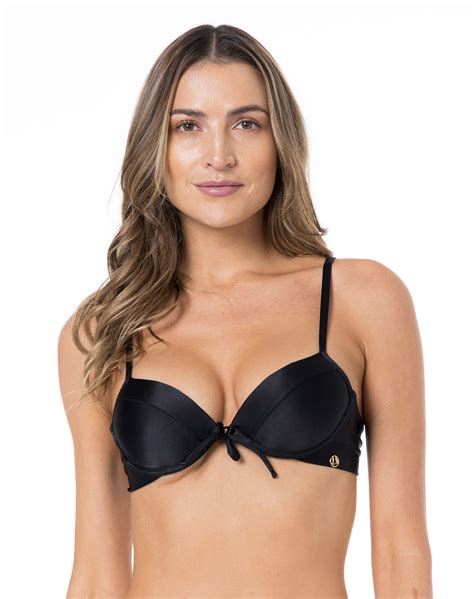 Bikini Tops Top Bolha Fio Liso Preto Brand Lua Morena