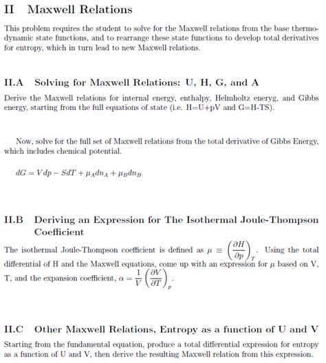 Solved Ii Maxwell Relations This Problem Requires The Chegg