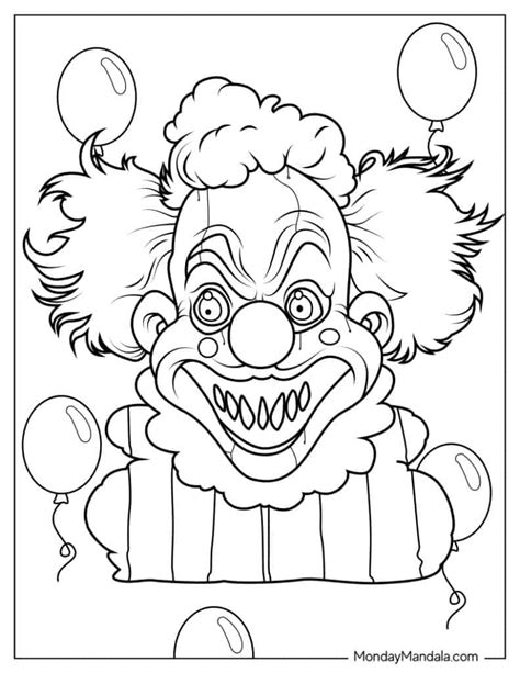 Scary Clown Face Coloring Pages