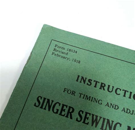 Singer 66 Sewing Machine Timing and Adjusting Adjusters Instruction Manual Vintage Original ...