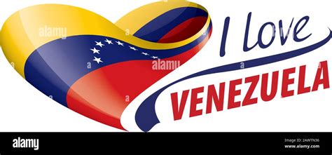 Bandera nacional de la Venezuela en forma de corazón y la inscripción