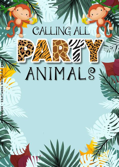 10+ Best Party Animals Invitation Templates For Kids Birthday Party ...