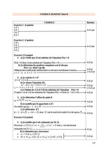 Barème Bac blanc 2024 Maths Série D dren Abidjan 1 by Tehua