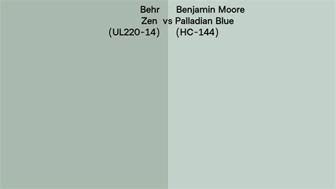 Behr Zen UL220 14 Vs Benjamin Moore Palladian Blue HC 144 Side By