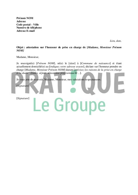 Exemple De Courrier Pour Une Demande D Attestation