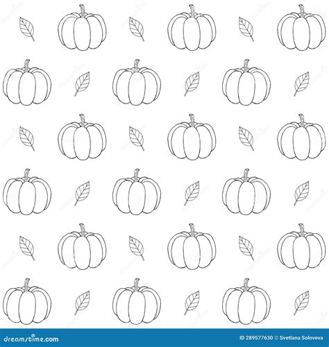 Vector Seamless Pattern Of Pumpkins And Leaves Stock Illustration