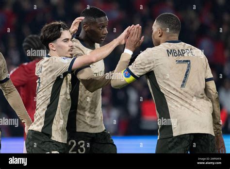 Paris France 28th Jan 2024 Randal Kolo Muani Of PSG Celebrates His