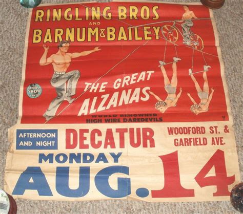 VINTAGE RINGLING BROTHERS BARNUM BAILEY GREAT ALZANAS CIRCUS POSTER | eBay