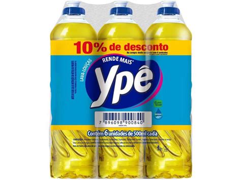 Detergente Líquido Ypê Neutro 500ml 6 Unidades Detergente