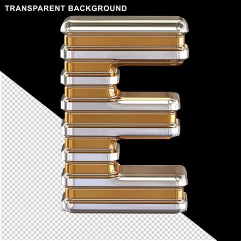 Oro con finas tiras horizontales plateadas letra e mayúscula Archivo