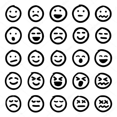 Conjunto Vectorial De Emoticones Dibujados A Mano Emoji Aislados