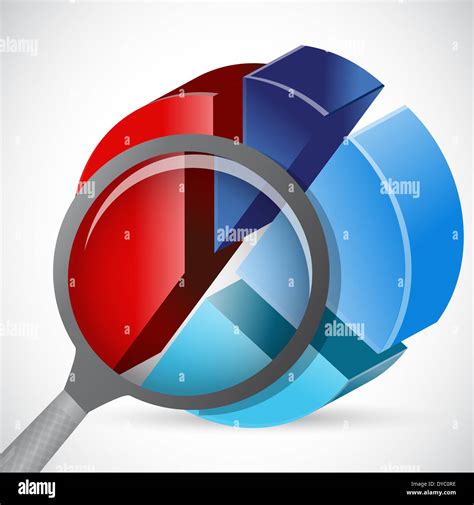 Magnifying Glass And Pie Chart On White Background Stock Photo Alamy