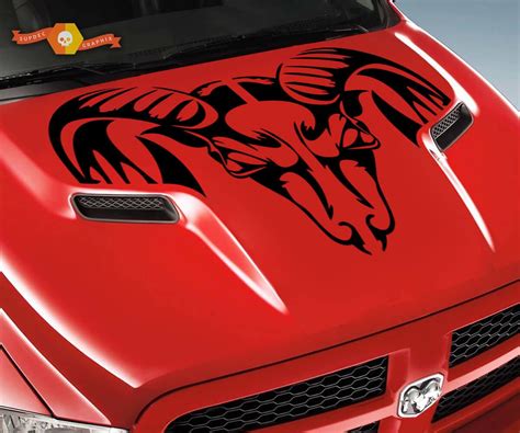 Dodge 2010 2018 fits Ram 1500 2500 Ram Skull Grunge Hood Truck Vinyl ...