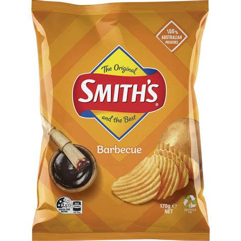 Smiths Crinkle Cut Potato Chips Barbecue 170g Woolworths