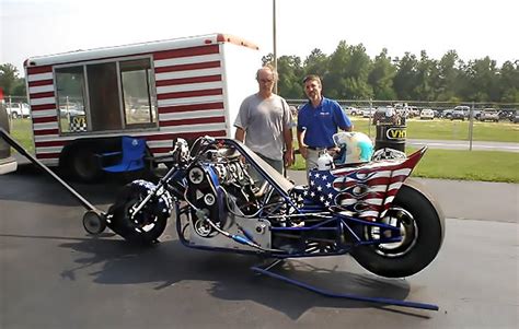 Insane Drag Bike With A Side Mounted Small Block Chevy Engine On A