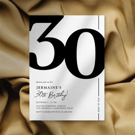 Modern Birthday Invitation Template Black And White Birthday Invite 30th Birthday Invitation